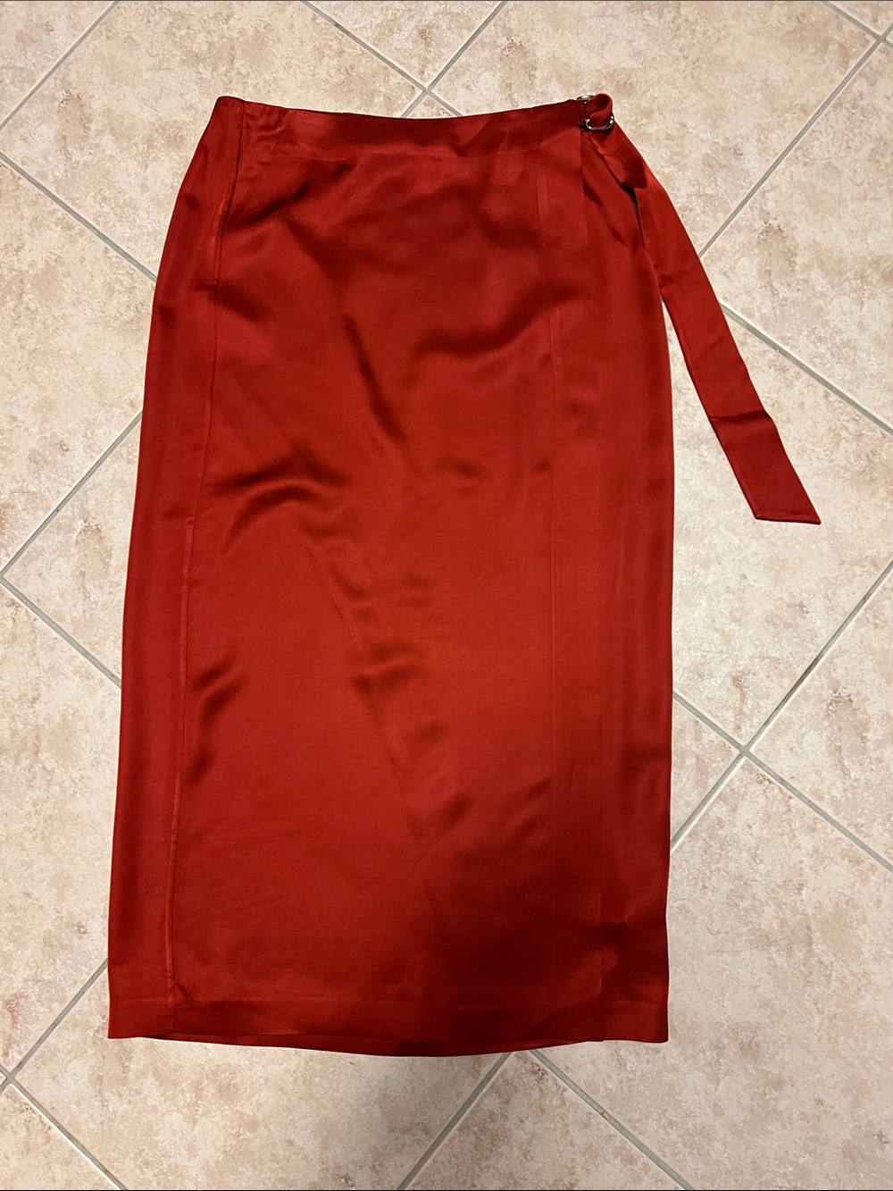 Ted Baker Wrap Rust-Red Pencil Skirt with Side Tie